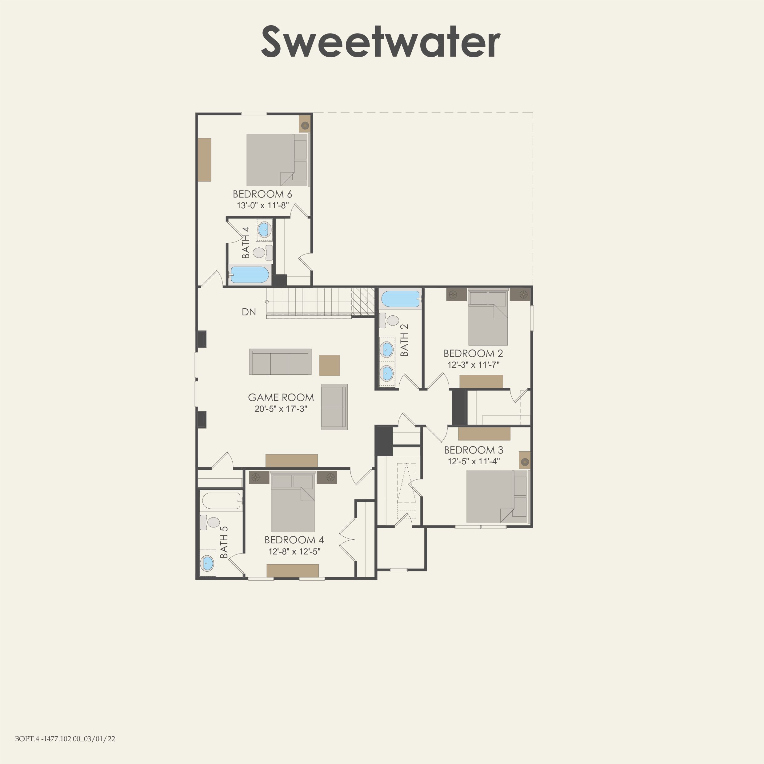 Second Floor 5 br / 4 ba