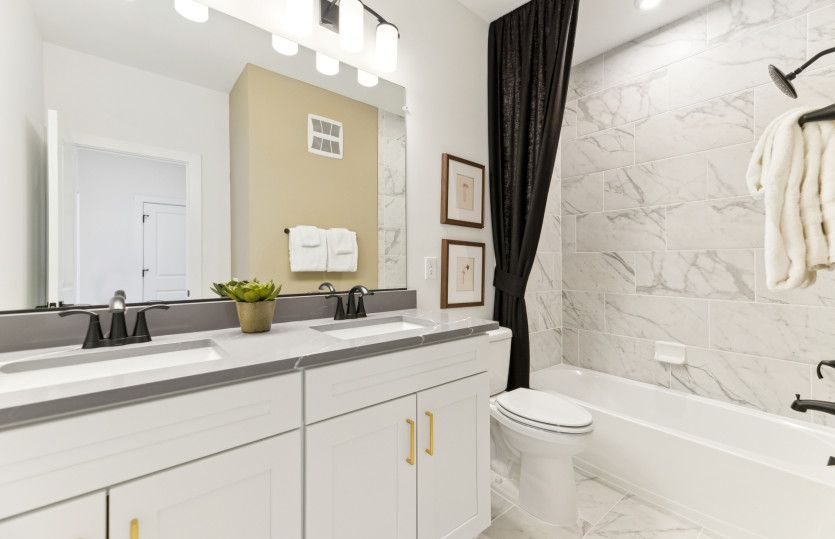 Hall Bathroom with Dual Sinks