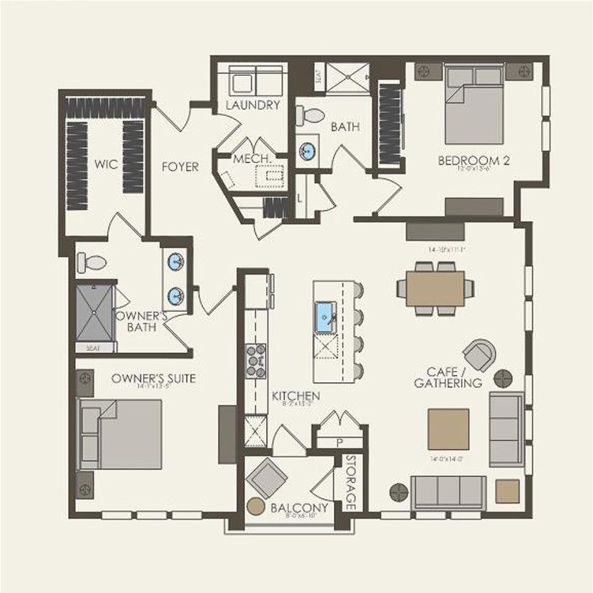 First Floor 2 br / 2 ba