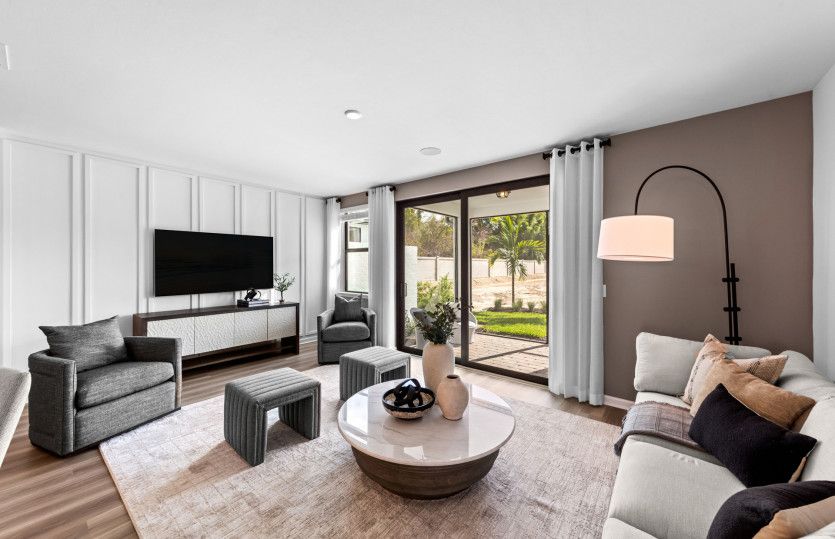 Gathering room with sliding glass door