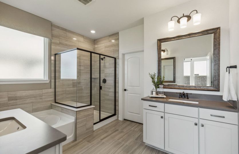 Owner's bath with separate vanities*model representation