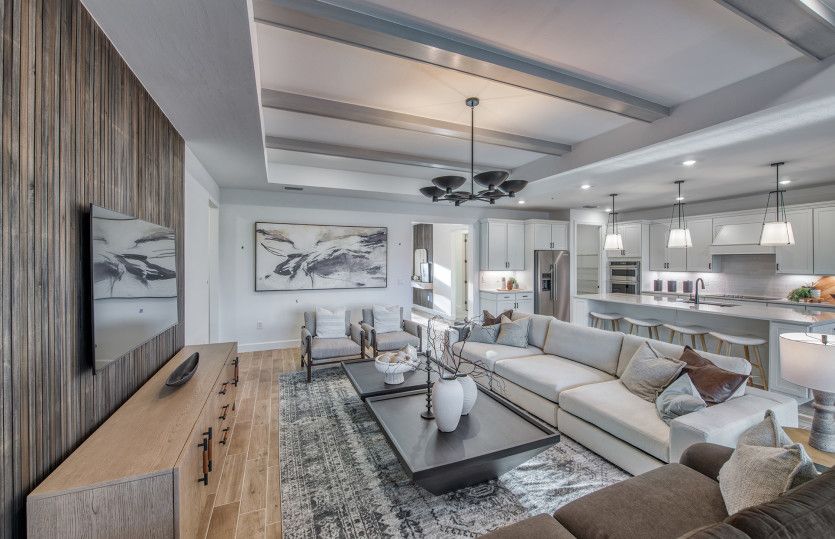 Connected living and dining spaces