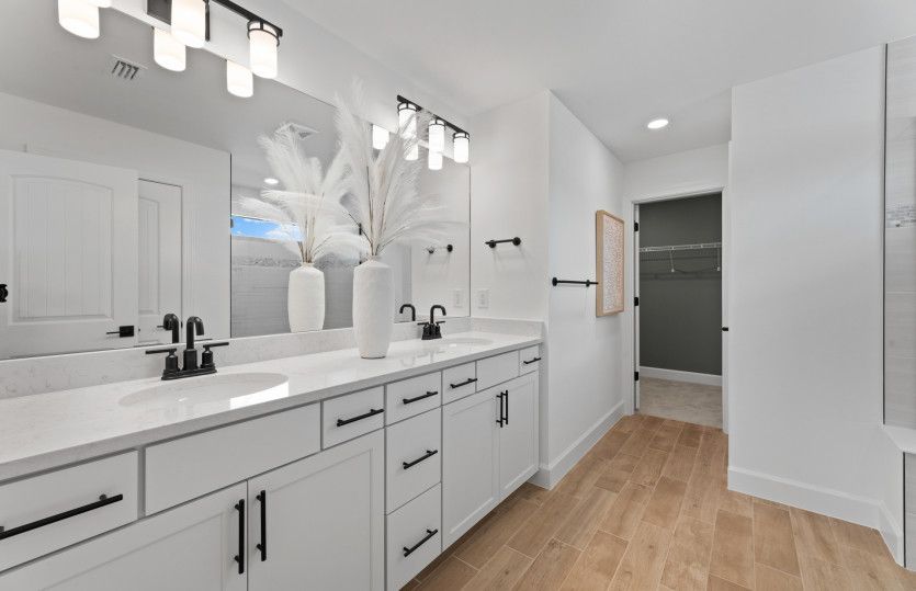 Owner's bathroom with double sink vanity