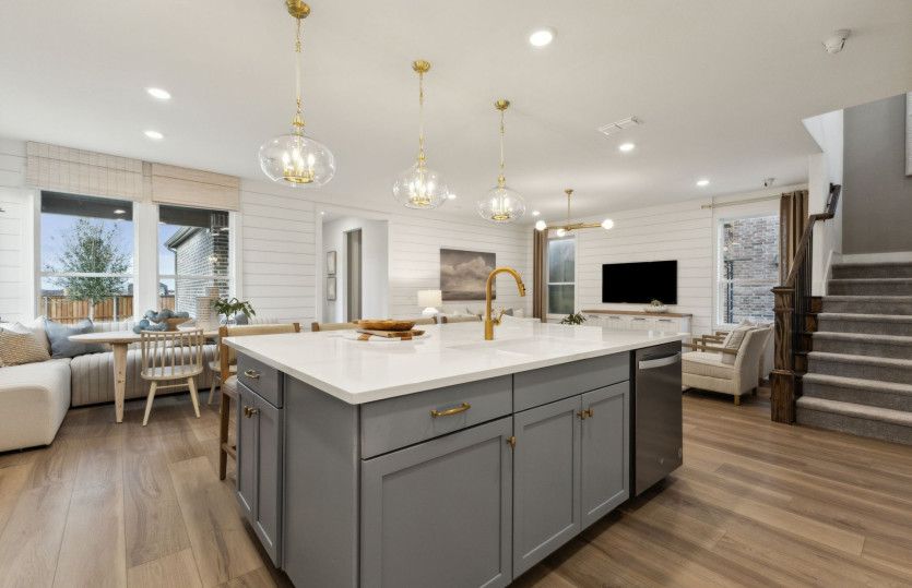 Large kitchen island overlooking main living areas