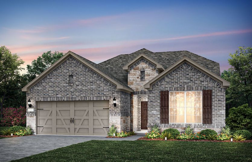The Mooreville, a two-story new construction home with 2-car garage, shown with Home Exterior B