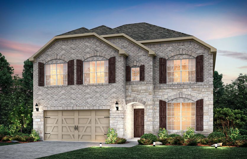 The Caldwell, a two-story home with 2-car garage, shown with Home Exterior C