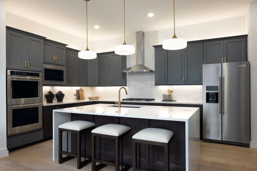 Spacious Kitchen with Waterfall Island