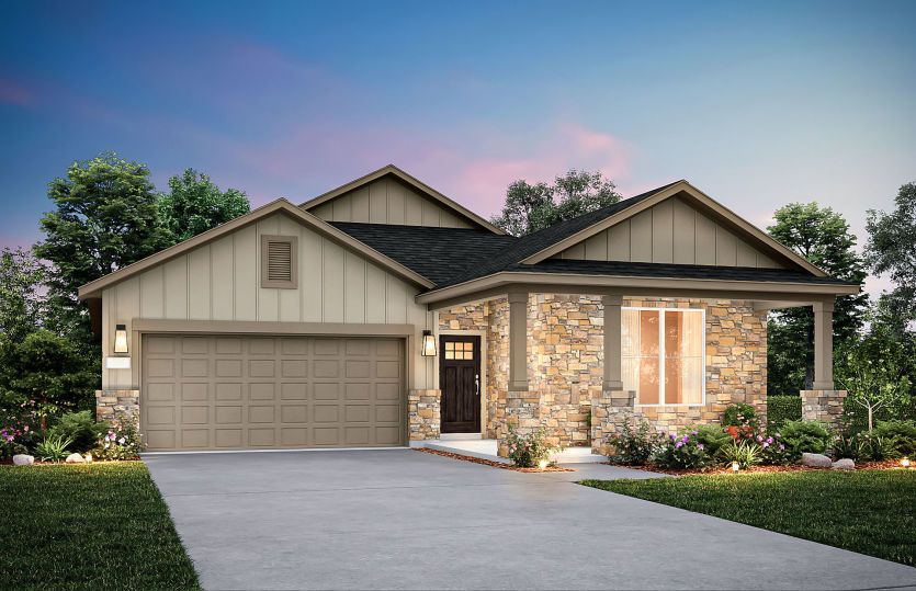 The Orchard, a one-story home with 2-car garage, shown with Home Exterior 38