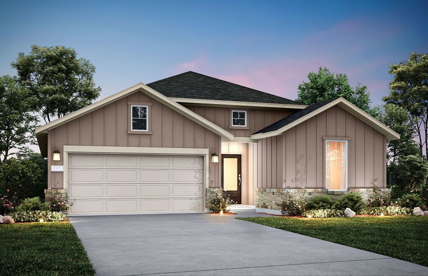 The Orchard, a one-story home with 2-car garage, shown with Home Exterior 41