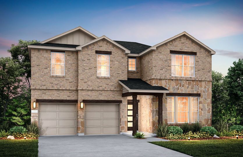 The Albany, a two-story home with 2-car garage, shown with Home Exterior 34