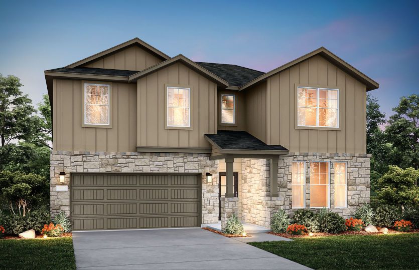 The Albany, a two-story home with 2-car garage, shown with Home Exterior 39