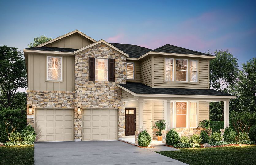 The Albany, a two-story home with 2-car garage, shown with Home Exterior 41