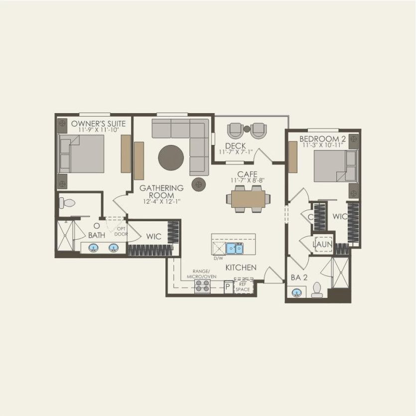 Second Floor 2 br / 2 ba