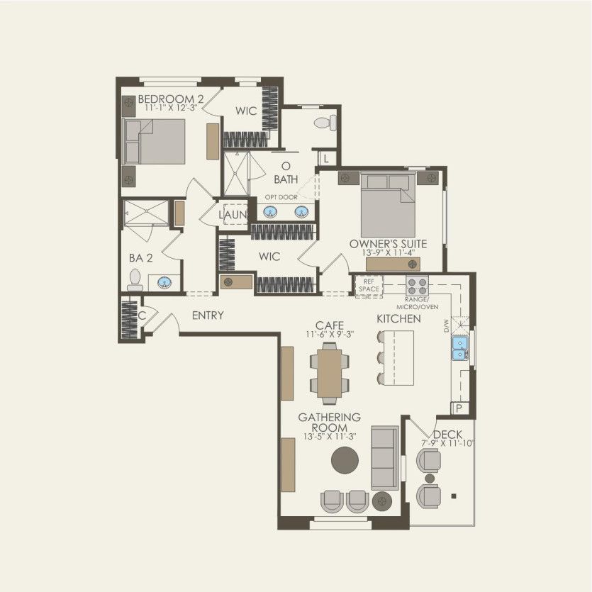 Second Floor 2 br / 2 ba