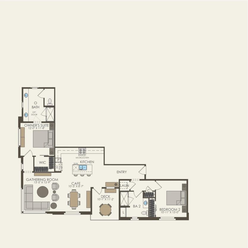 Second Floor 2 br / 2 ba