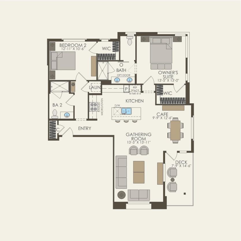 Second Floor 2 br / 2 ba