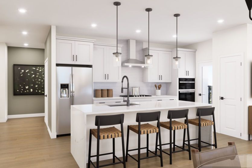 Kitchen Opens into the Dining and Gathering Rooms
