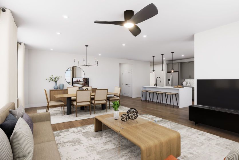 Spacious Gathering Room Opens to Café and Kitchen