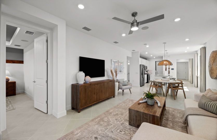 Connecting living spaces in this new construction home