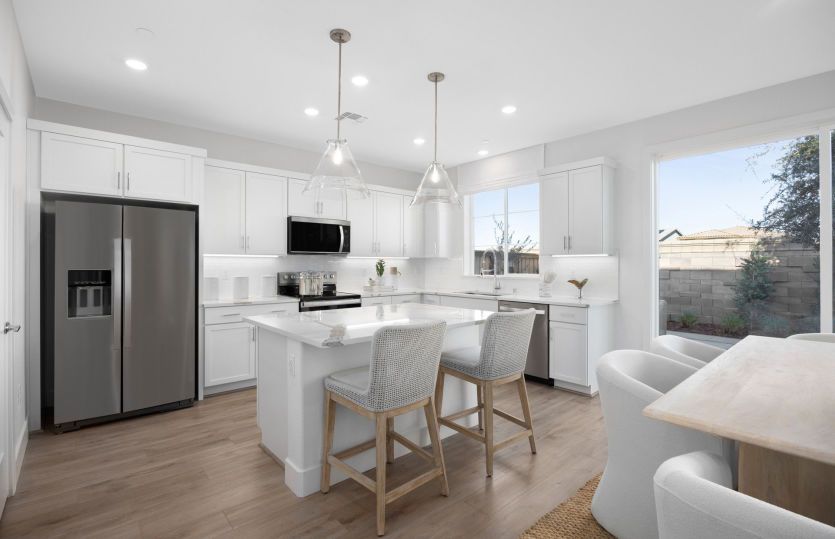 Kitchen with large central island and patio access