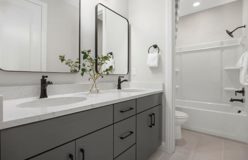 Secondary bathroom with double vanity