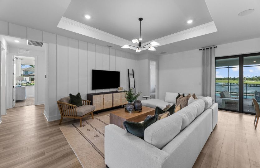 Gathering room located right off of the kitchen and cafe