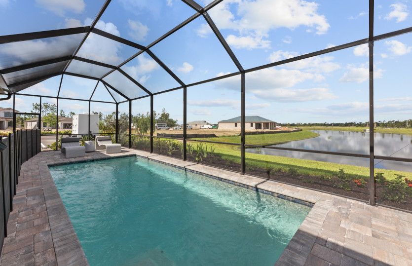 Optional pool with screened-in cage