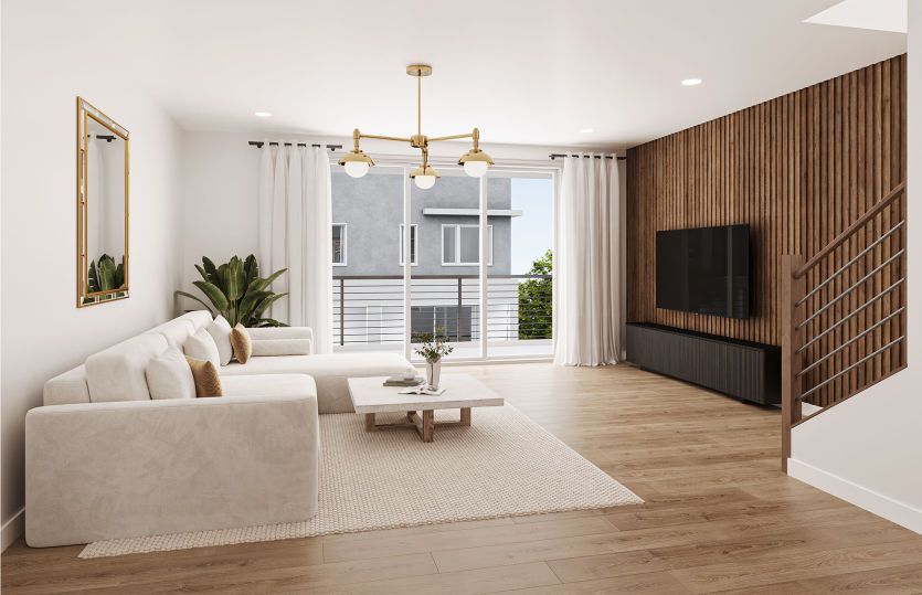 Modern gathering room with balcony access