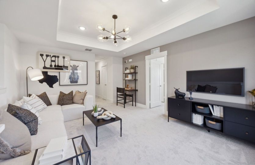 Tray ceiling in game room