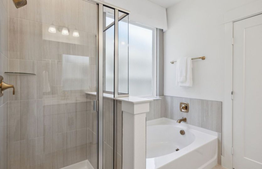 Large shower in primary bath *model representation