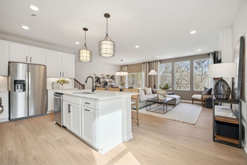 Standing in the Kitchen Looking Into the Gathering Room and Dining Room