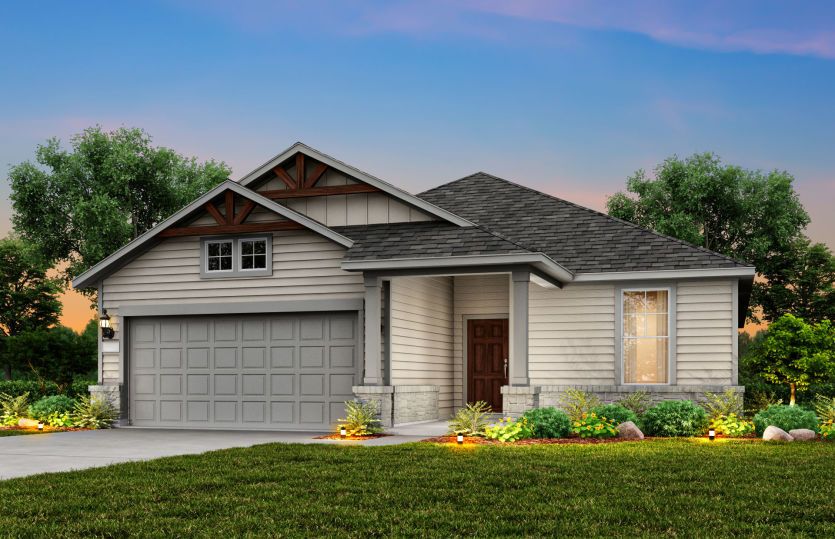 The Emory, a one-story home with 2-car garage, shown with Home Exterior 40