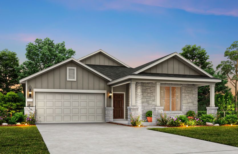 The Orchard, a one-story home with 2-car garage, shown with Home Exterior 41