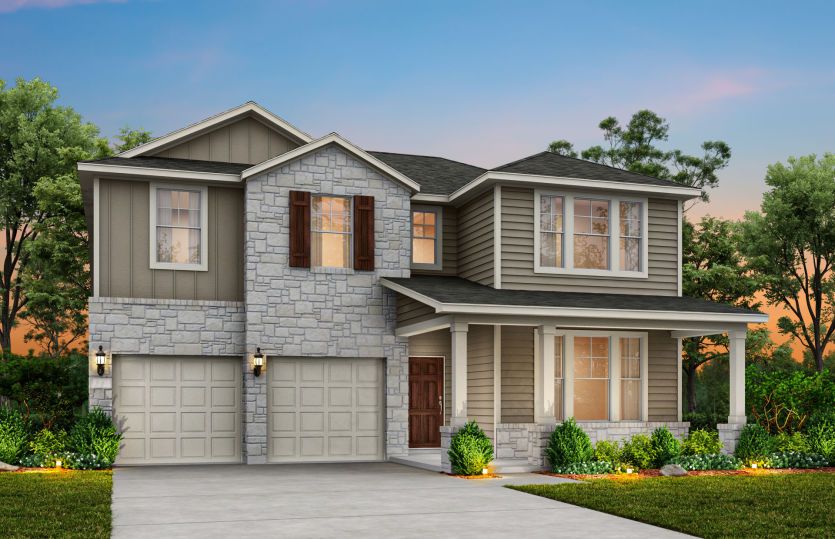 The Albany, a two-story home with 2-car garage, shown with Home Exterior 41