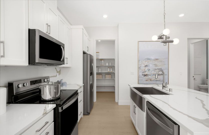 Gorgeous kitchen with decorative lighting