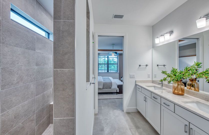 Owner's bathroom with double sink vanity