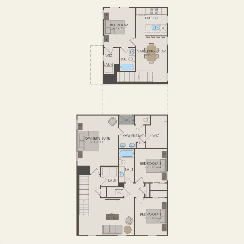Second Floor 5 br / 4 ba