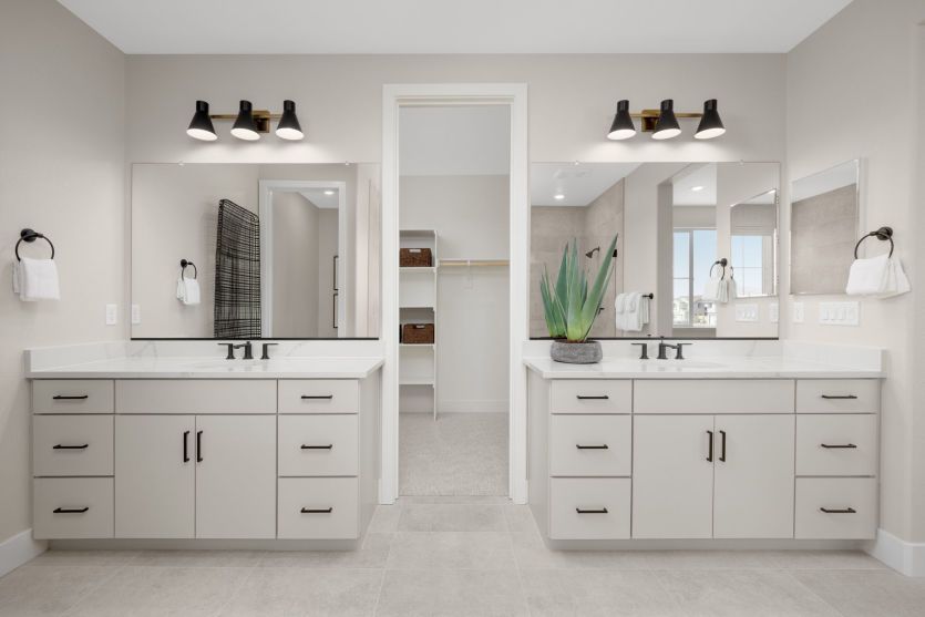 Luxurious double vanity at owner's bath