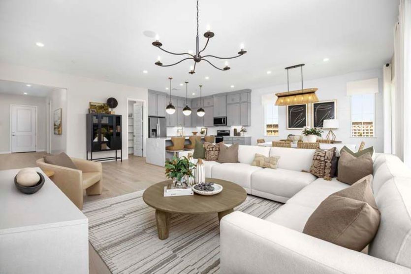 Gathering room overlooks the kitchen