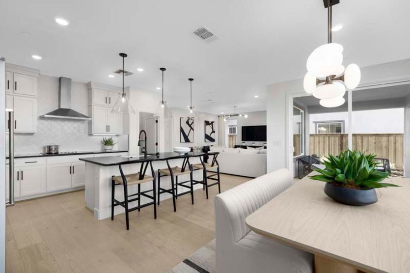 Charming café area open to kitchen