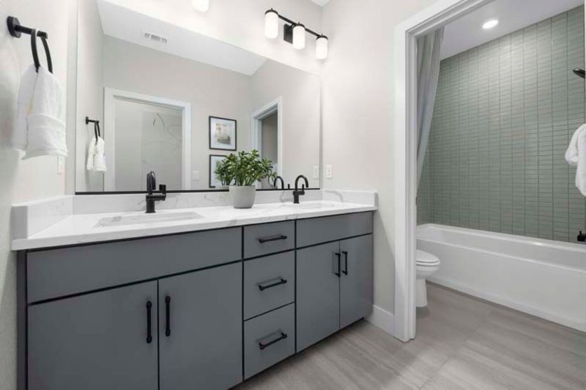 Secondary bath with double vanities