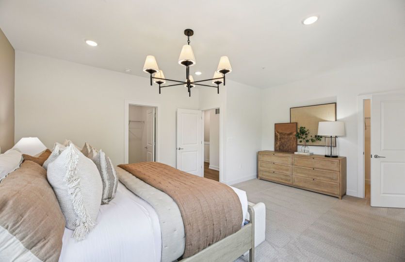 Sunlit Owner's Suite with a Walk-In Closet and Luxurious Bath
