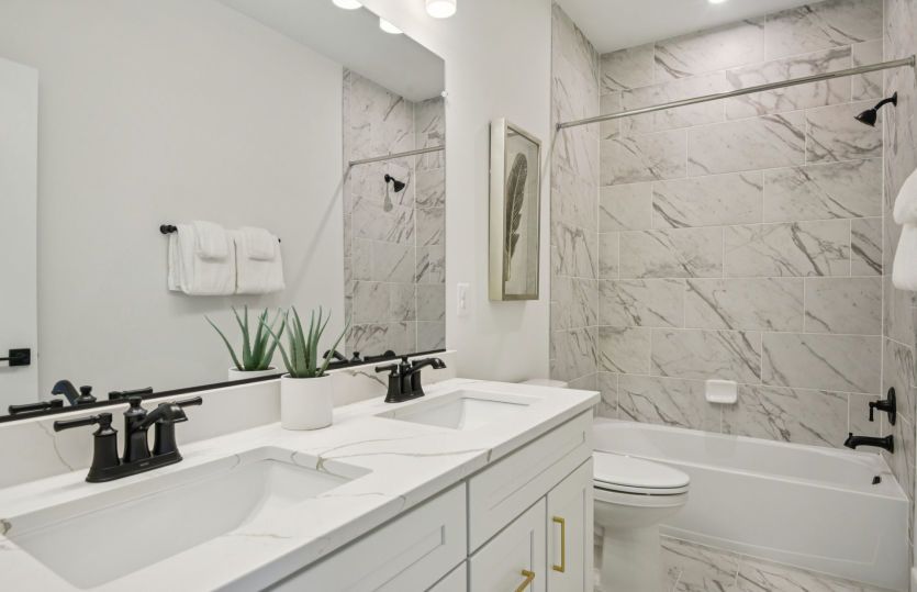 Hall Bathroom with Double Sinks