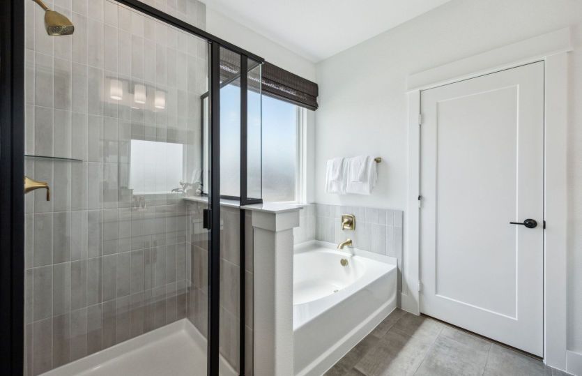 Large shower and garden tub in owner's bath