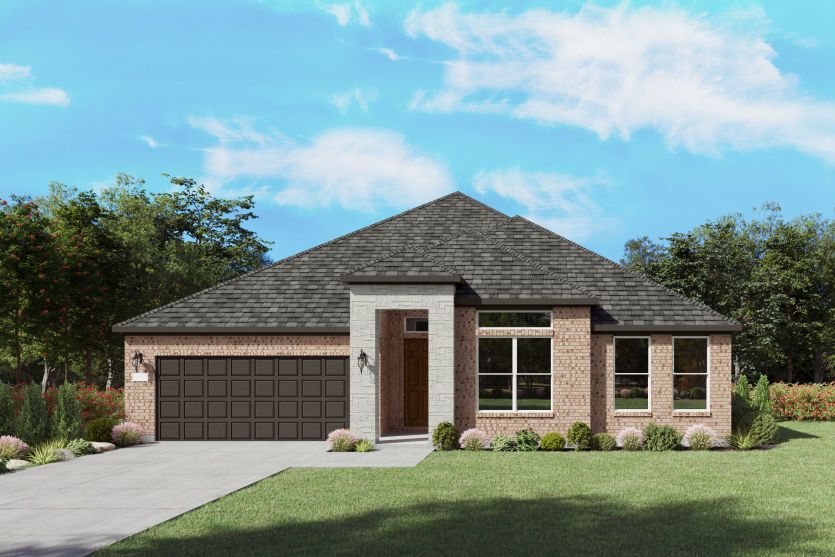 The Boling, a one-story new home design shown with home exterior TR 201