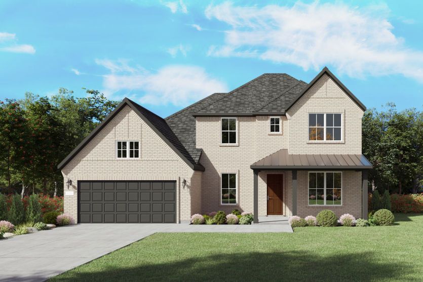 The Lindale, a two-story new home design shown with home exterior FC 202