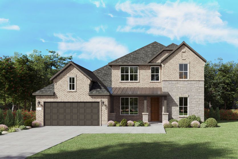 The Lindale, a two-story new home design shown with home exterior FC 201