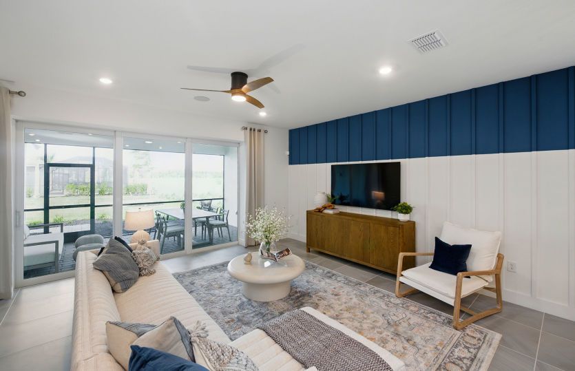 Gathering Room with sliding glass doors to the covered lanai