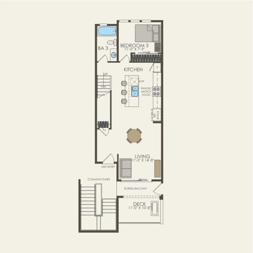 Third Floor 3 br / 3 ba