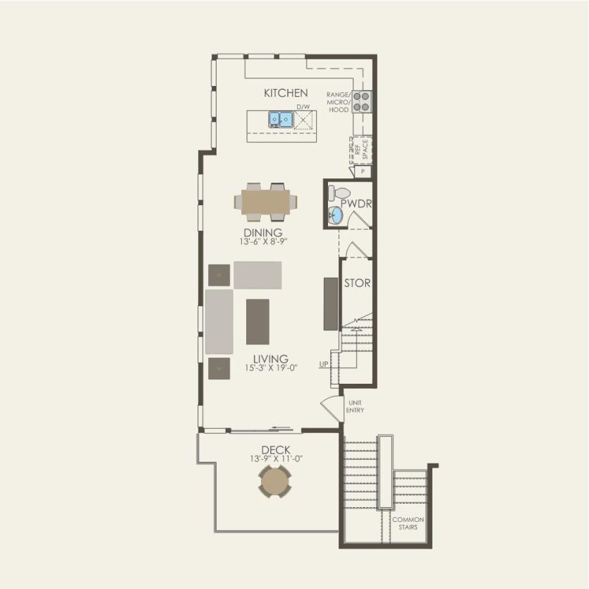 Third Floor 2 br / 2.5 ba